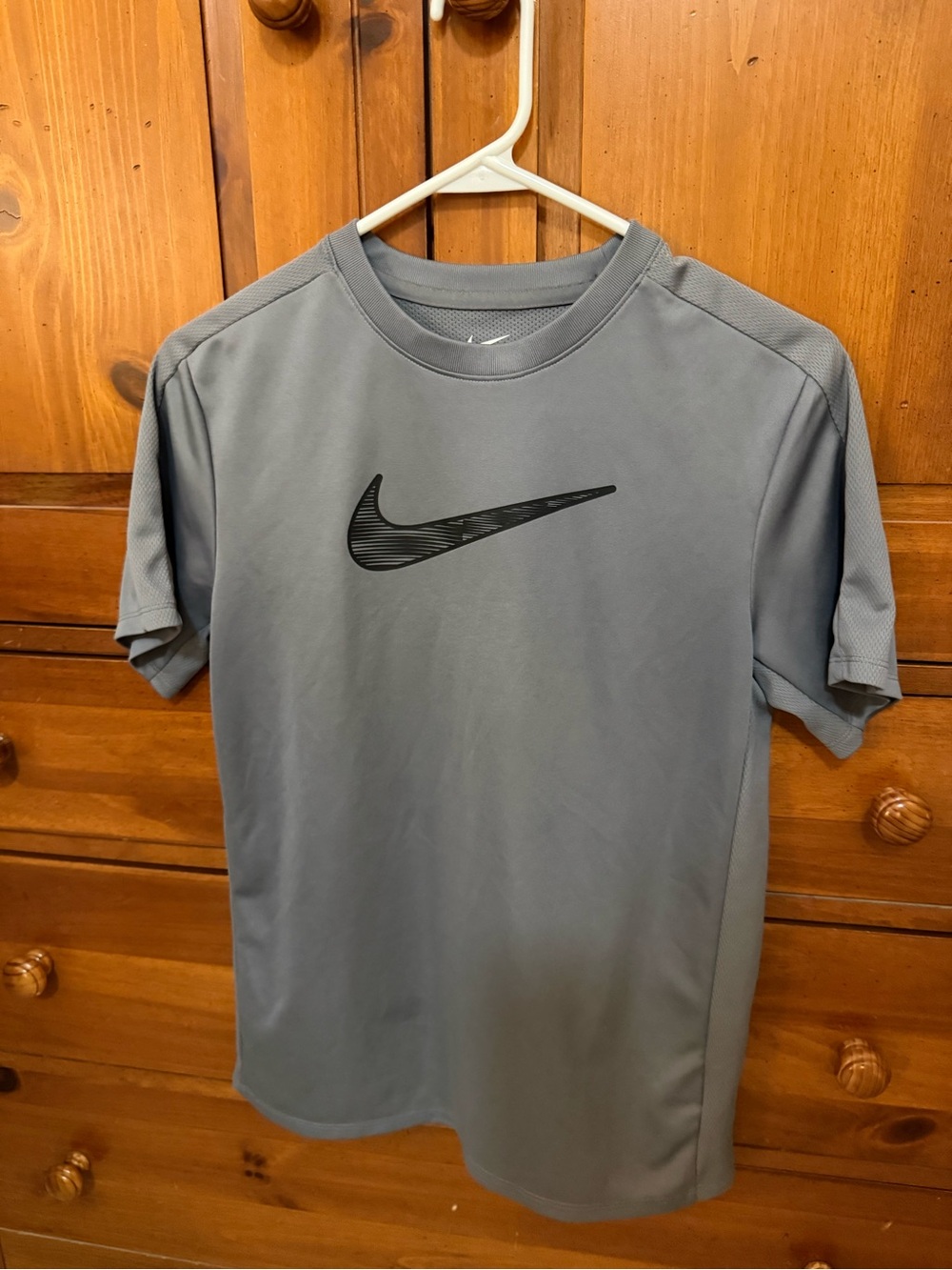 Nike Biy’s Gray Dri-FIT Short Sleeve Performance Shirt